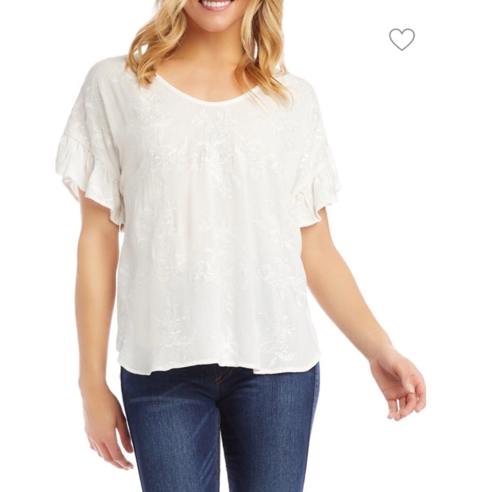 Karen Kane Beachcomber Embroidered Floral Top S